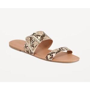 Old Navy Women's Faux-Leather Double-Strap Metal-Hardware Sandals Size 9.5 Snake